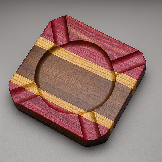 Handcrafted Walnut, White Oak & Purpleheart Cigar Ashtray