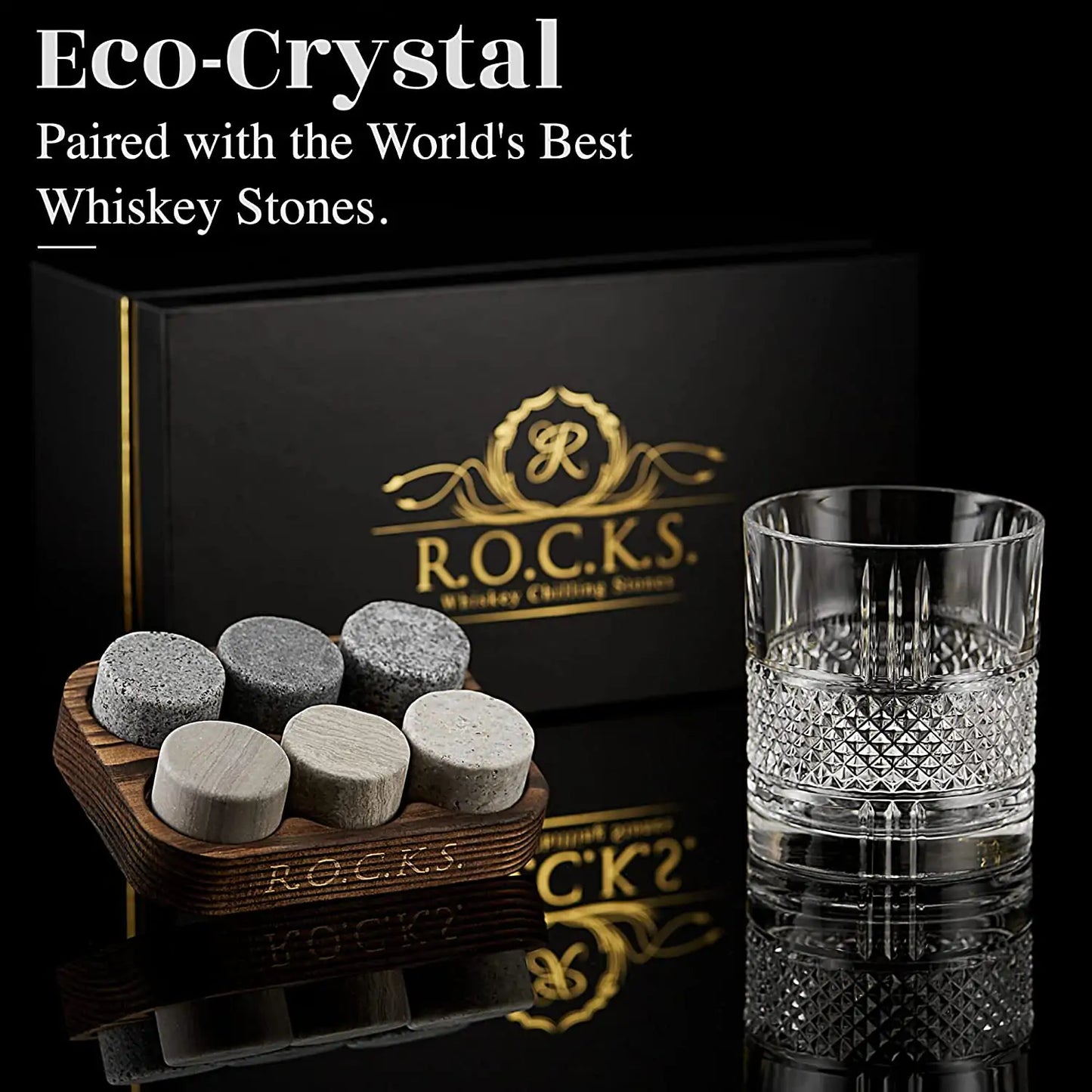 The Reserve Set - Whiskey Stones & Reserve Whiskey Crystal Glass
