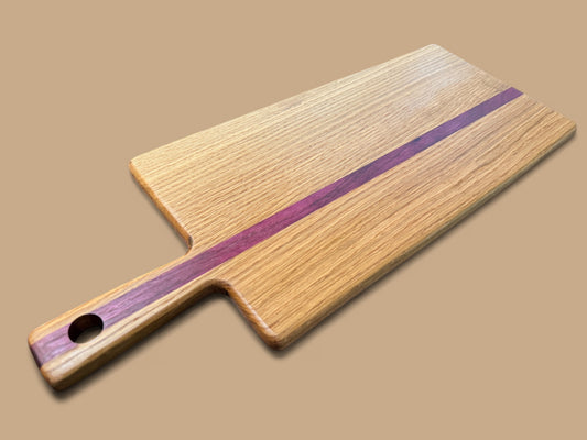 Purpleheart & White Oak Charcuterie Board with Handle