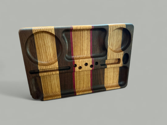 Handcrafted Walnut, White Oak, & Purpleheart Rolling Tray