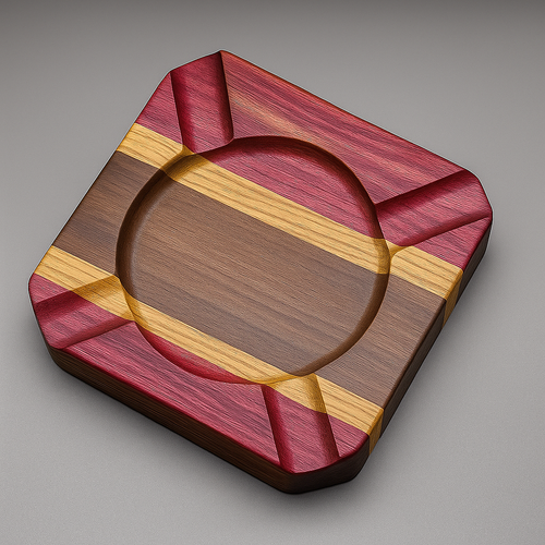 Handcrafted Walnut, White Oak & Purpleheart Cigar Ashtray