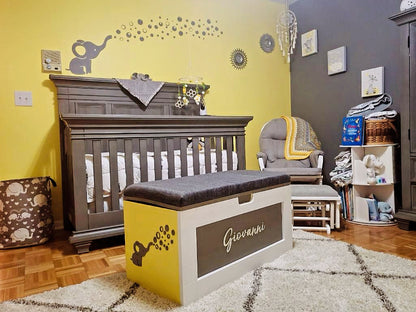 Handcrafted Wooden Toy Chest with Padded Seat