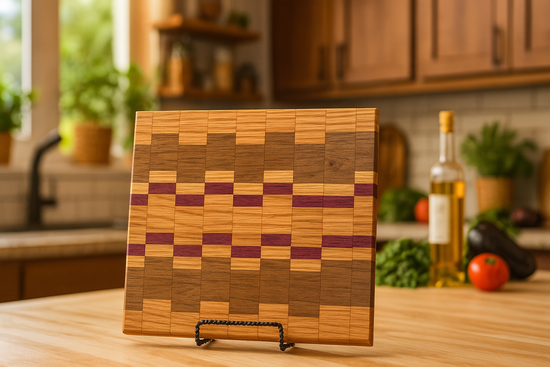 Pattern White Oak, Purpleheart & Walnut Cutting Board “