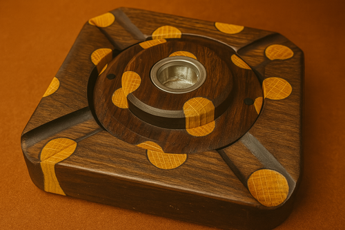 Walnut & White Oak Polka Dot Whiskey Smoker & Cigar Ashtray Combo