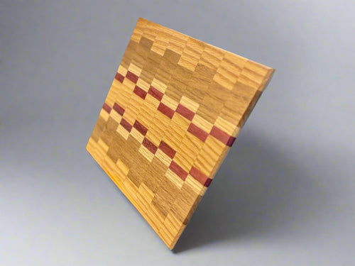 Pattern White Oak, Purpleheart & Walnut Cutting Board “