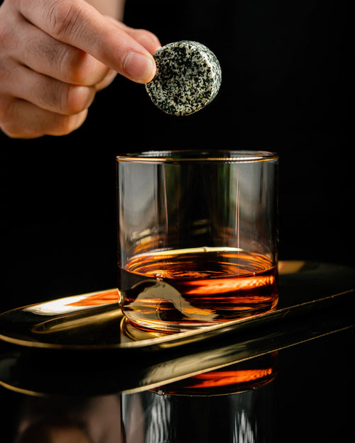The Granite Set - Whiskey Stones & Twist Glass Edition