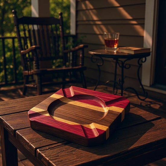 Handcrafted Walnut, White Oak & Purpleheart Cigar Ashtray