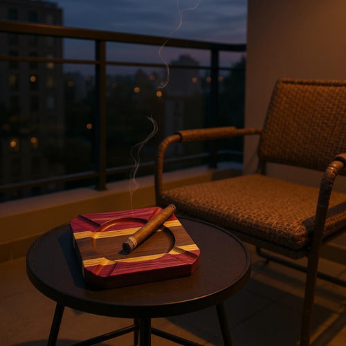 Handcrafted Walnut, White Oak & Purpleheart Cigar Ashtray