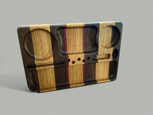Handcrafted Walnut, White Oak, & Purpleheart Rolling Tray