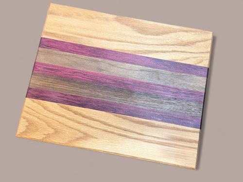 Purpleheart, White Oak, and Walnut Cutting Board