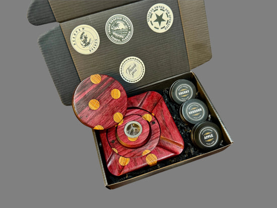 Purpleheart and White Oak Polka Dot Whiskey Smoker & Cigar Ashtray Combo