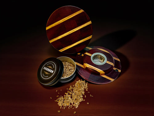 Checkered End Grain Purpleheart and White Oak Whiskey Smoker