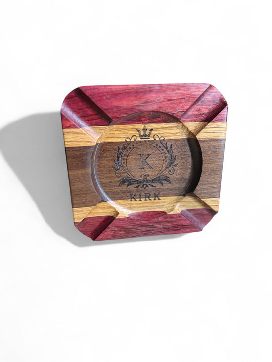 Handcrafted Walnut, White Oak & Purpleheart Cigar Ashtray